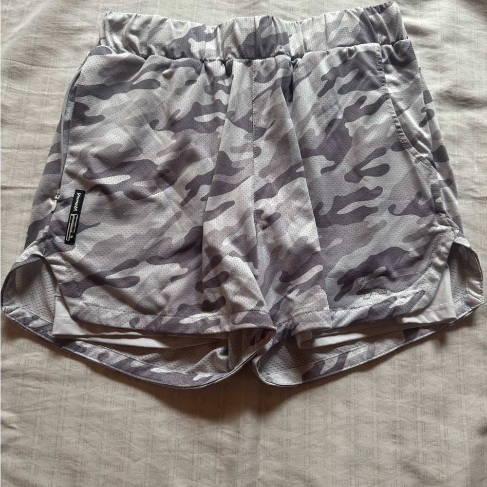 YoungLA Men’s Athletic Shorts in Gray Camo